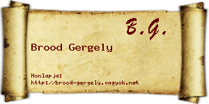 Brood Gergely névjegykártya
